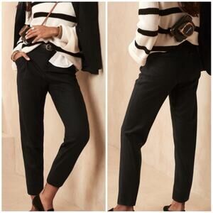 Banana Republic Petite Pleated Wool Blend Pant Black 12 773865